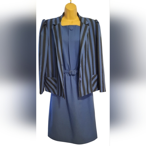 My Jones Girl Dresses & Skirts - Vintage Blue and Black Striped Women's Blazer And Dress